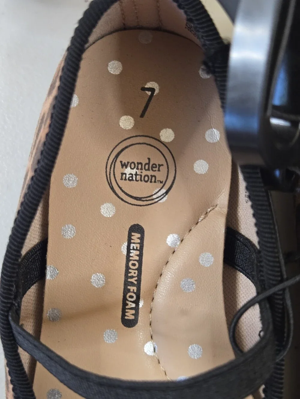 NWoT Wonder Nation Leopard Print Mary Jane Ballet Flats Brown Black Kids Size 7